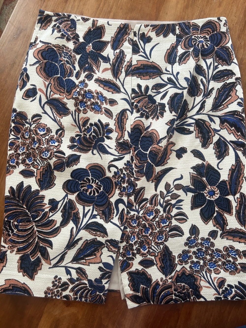 Ann Taylor Navy, Cream & Brown Floral Mini Skirt - Picture 3 of 4